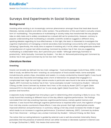 Surveys And Experiments In Social Sciences