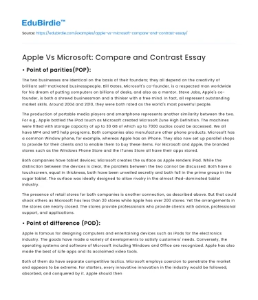 Apple Vs Microsoft: Compare and Contrast Essay