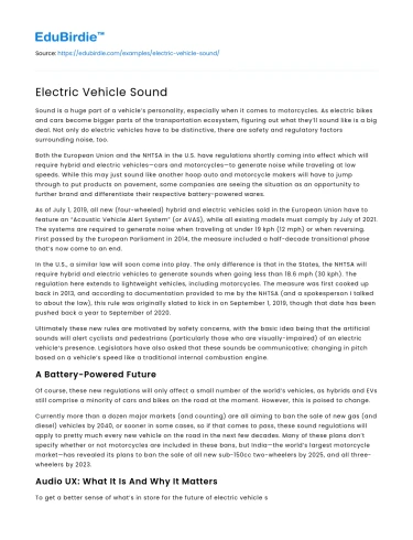 Electric Vehicle Sound