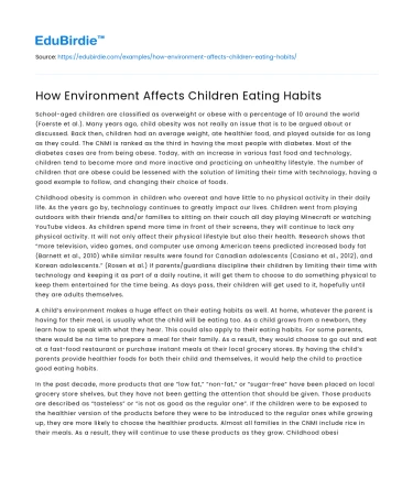 How Environment Affects Children Eating Habits