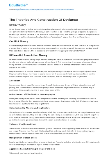 The Theories And Construction Of Deviance