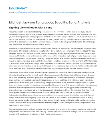 Michael Jackson Song about Equality: Song Analysis