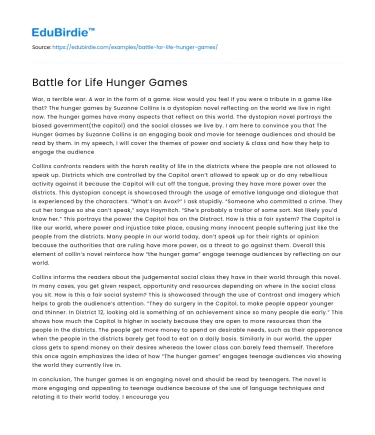 Battle for Life Hunger Games