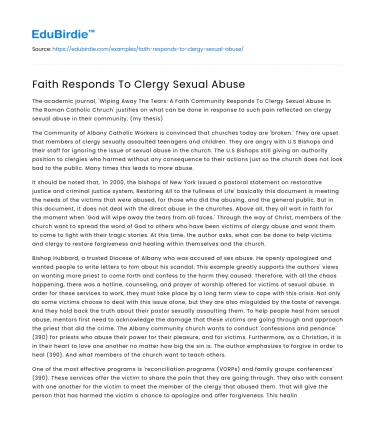 Faith Responds To Clergy Sexual Abuse