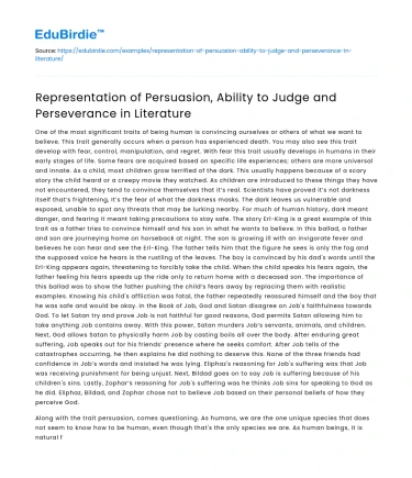 Representation of Persuasion, Judgment, Perseverance in Literature