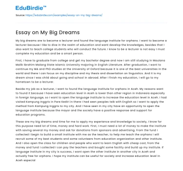 Essay on My Big Dreams