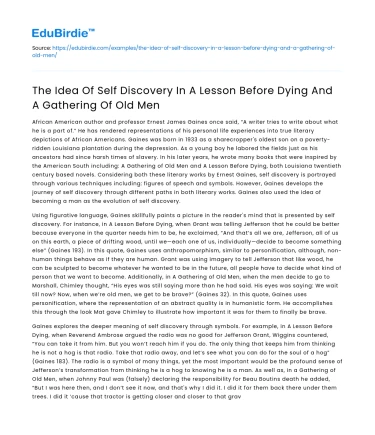 Self Discovery in Lesson Before Dying & Gathering of Old Men