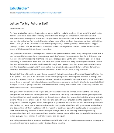 Letter To My Future Self