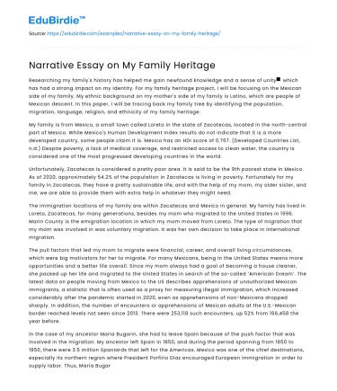 Narrative Essay on My Family Heritage