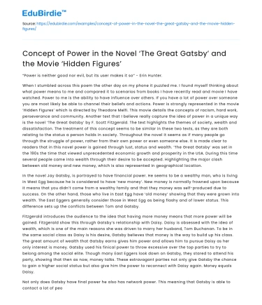 Power in ‘The Great Gatsby’ and ‘Hidden Figures’