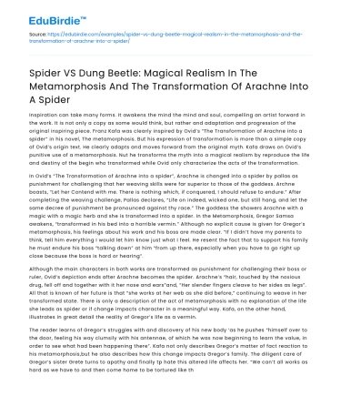 Magical Realism in Spider vs Dung Beetle Transformation