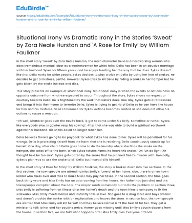 Irony in ‘Sweat’ and ‘A Rose for Emily’