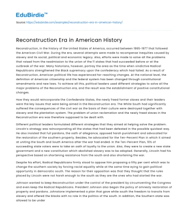 Reconstruction Era in American History