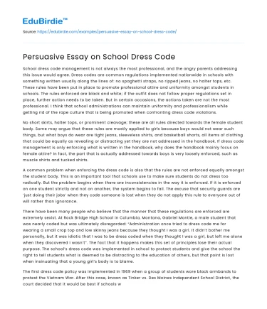 Persuasive Essay on School Dress Code