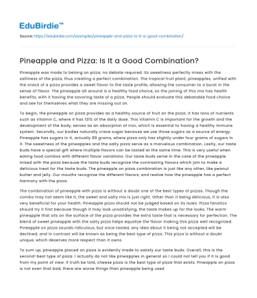 Pineapple and Pizza: Is It a Good Combination?