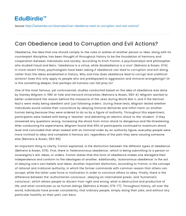 Can Obedience Lead to Corruption and Evil Actions?
