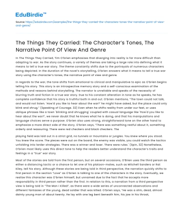 Tones, POV, and Genre in The Things They Carried