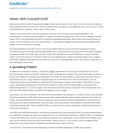 When Will Covid19 End?