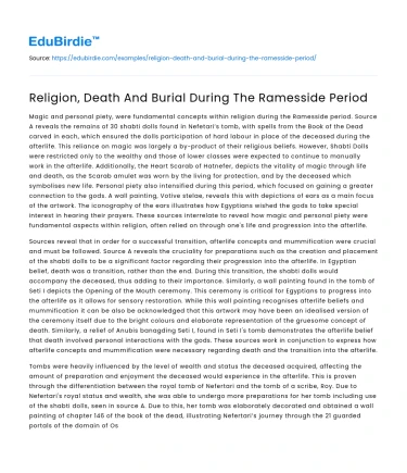 Religion, Death And Burial During The Ramesside Period