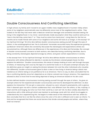 Double Consciousness And Conflicting Identities