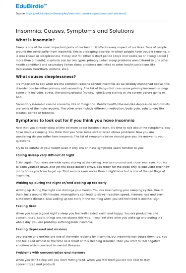 Insomnia: Causes, Symptoms and Solutions
