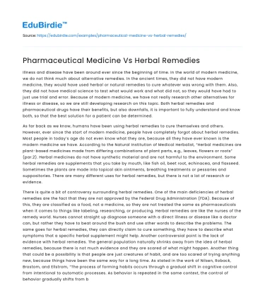 Pharmaceutical Medicine Vs Herbal Remedies