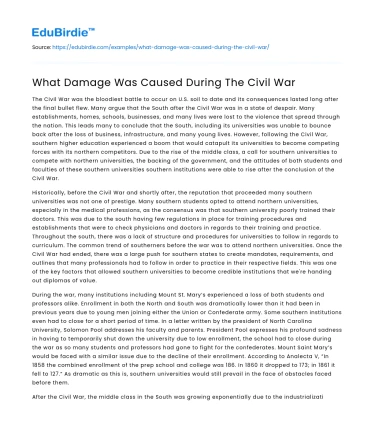 What Damage Was Caused During The Civil War