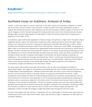 Synthesis Essay on Dubliners: Analysis of Araby