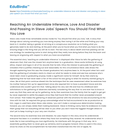 Jobs’ Address: Passion, Adversity, and Love