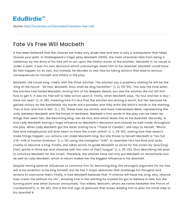 Fate Vs Free Will Macbeth