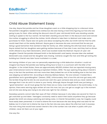 Child Abuse Statement Essay