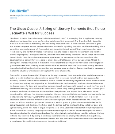 The Glass Castle: Literary Elements in Jeanette’s Journey