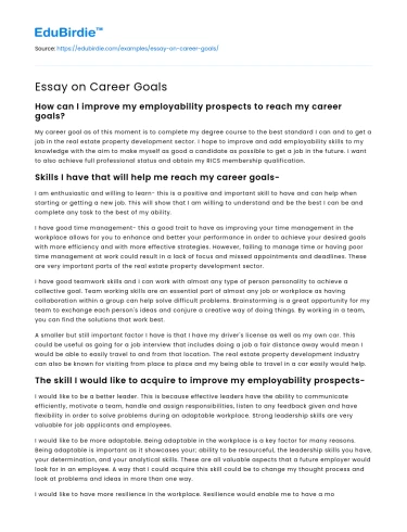 Essay on Career Goals