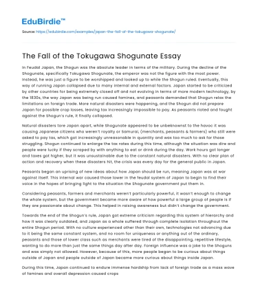 The Fall of the Tokugawa Shogunate Essay