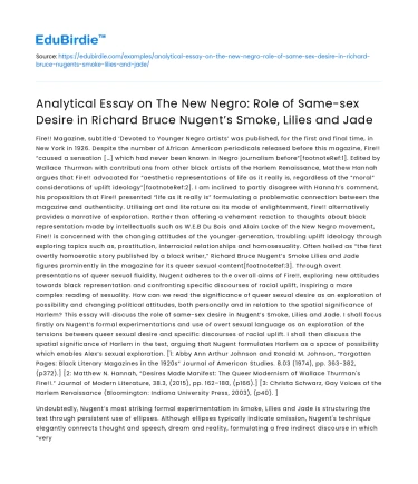 Same-Sex Desire in Richard Bruce Nugent’s Smoke, Lilies, and Jade
