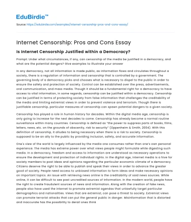 Internet Censorship: Pros and Cons Essay