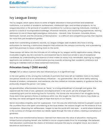 Ivy League Essay