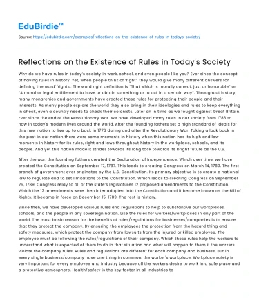 Rules and Their Role in Contemporary Society