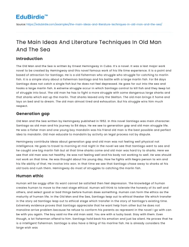 The Main Ideas And Literature Techniques In Old Man And The Sea