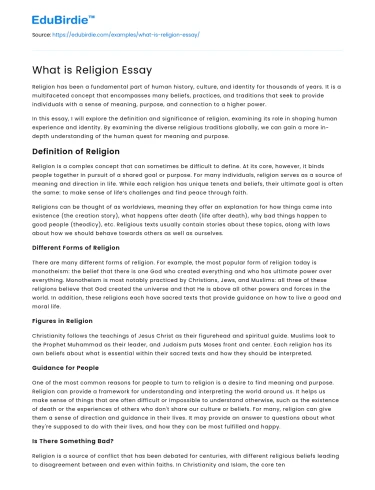 What is Religion Essay