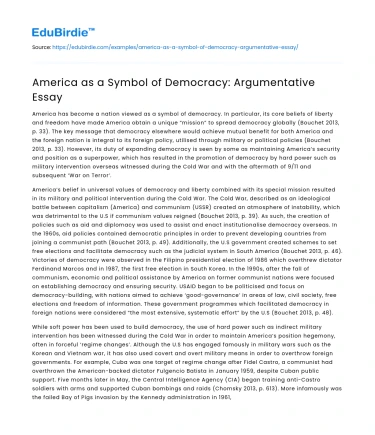 America as a Symbol of Democracy: Argumentative Essay