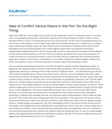 Idea of Conflict Versus Peace in the Film ‘Do the Right Thing’