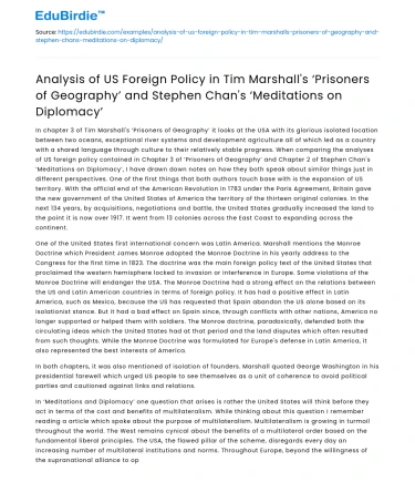 US Foreign Policy in Prisoners of Geography and Meditations on Diplomacy