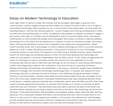 Essay on Modern Technology in Education