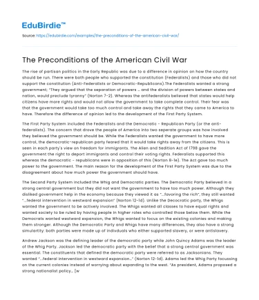 The Preconditions of the American Civil War