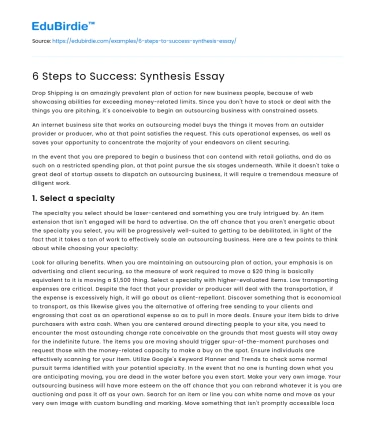 6 Steps to Success: Synthesis Essay
