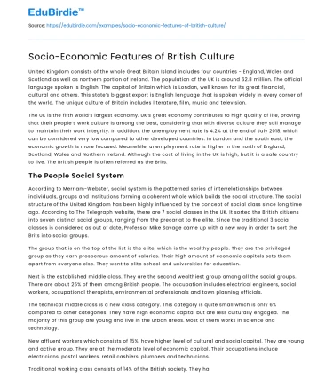 Socio-Economic Features of British Culture