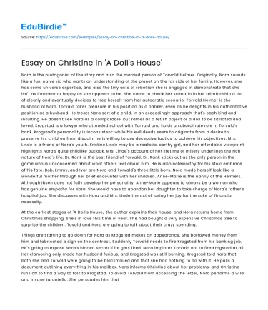 Christine Linde’s Role in Ibsen’s ‘A Doll’s House’