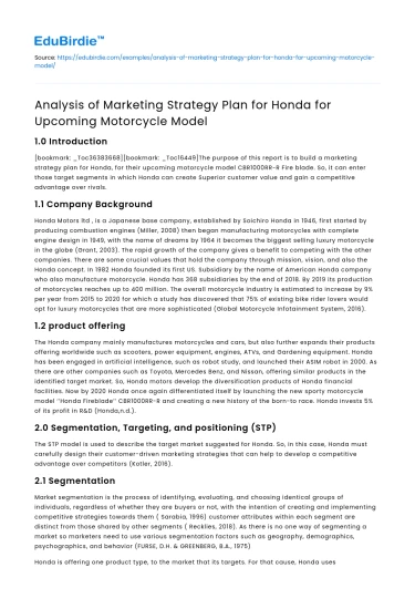 Marketing Strategy Analysis for Honda’s New Motorcycle Model