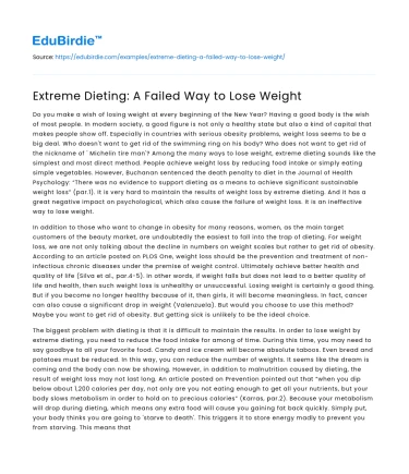 Extreme Dieting: A Failed Way to Lose Weight